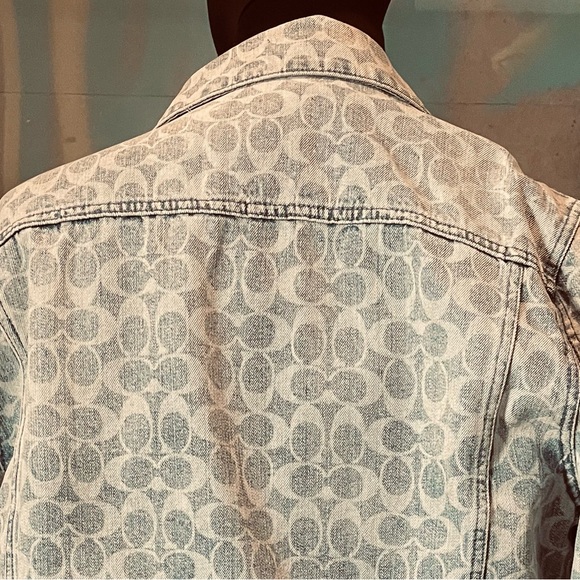 Coach Jacket - XL - Dapper Dan Inspired - Long-Sleeve Denim Jacket -  Blue White - Picture 4 of 14